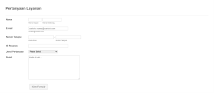 Formulir Pertanyaan Layanan Form Template