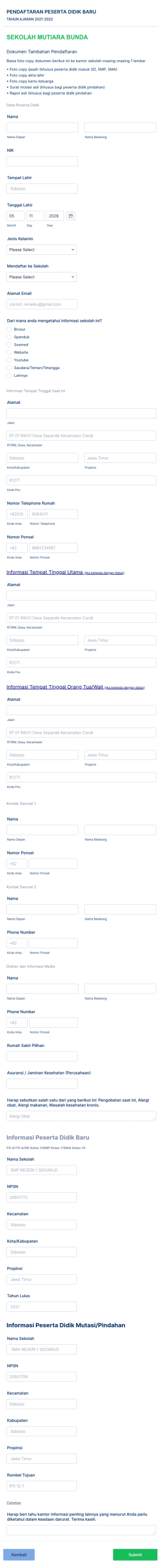 Formulir Ppdb Mb 2021 2022