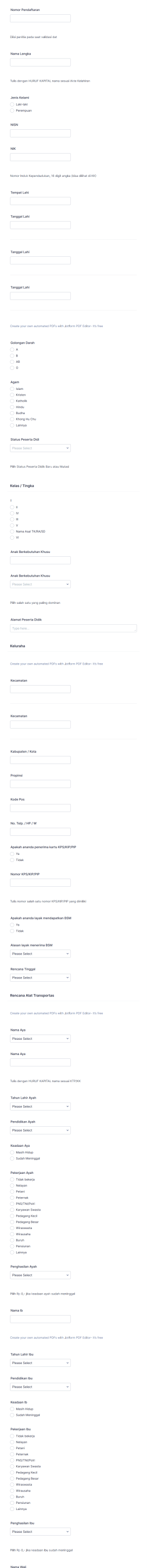 Formulir Ppdb Online Sdl Ybbsu Form Template
