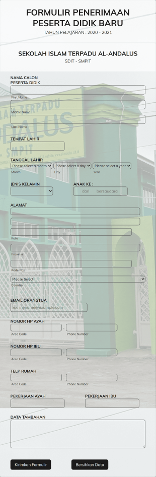Formulir Ppdb Sit Al Andalus Tp. 2020 2021 Form Template