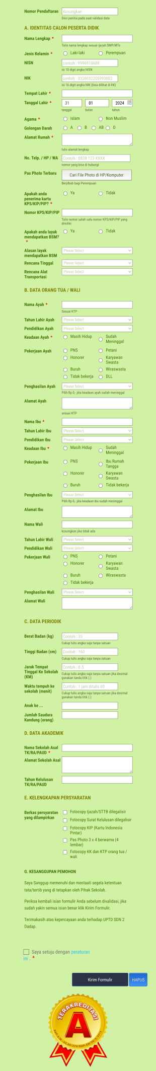 Formulir PPDB Form Template