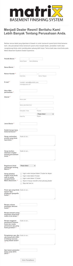 Formulir Registrasi Dealer Form Template
