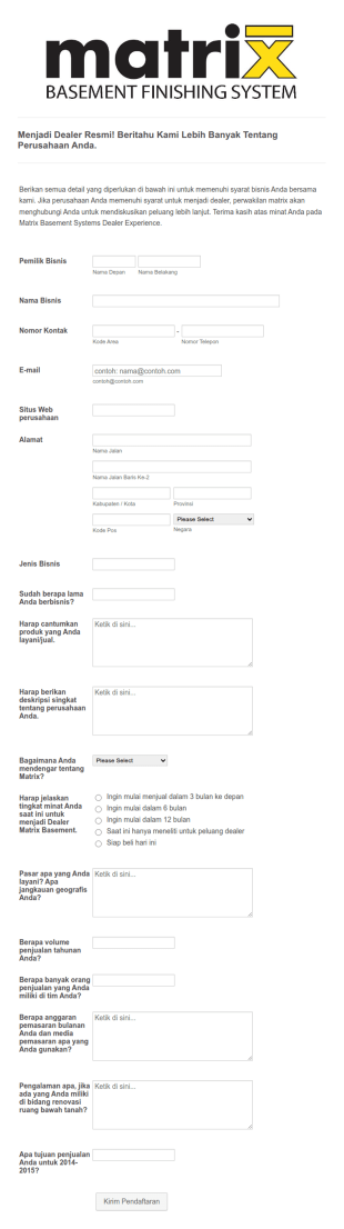 Formulir Registrasi Dealer