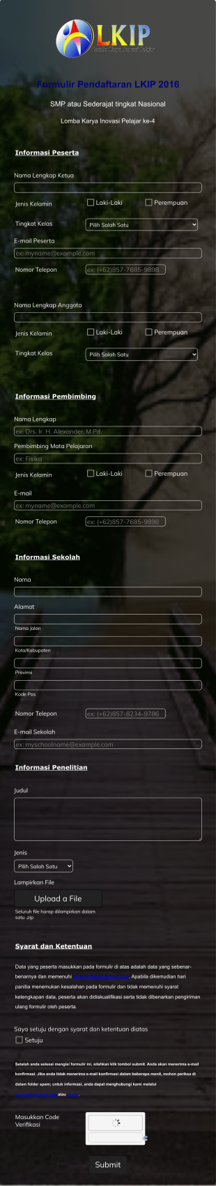 Formulir Registrasi Event Nasional 2