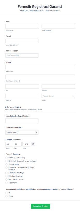 Formulir Registrasi Garansi