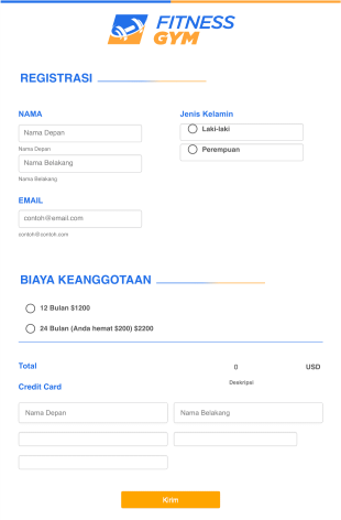 Formulir Registrasi Gym Kebugaran