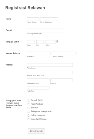 Formulir Registrasi Kandidat Relawan Form Template