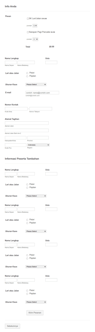 Formulir Registrasi Lari Gembira 5K