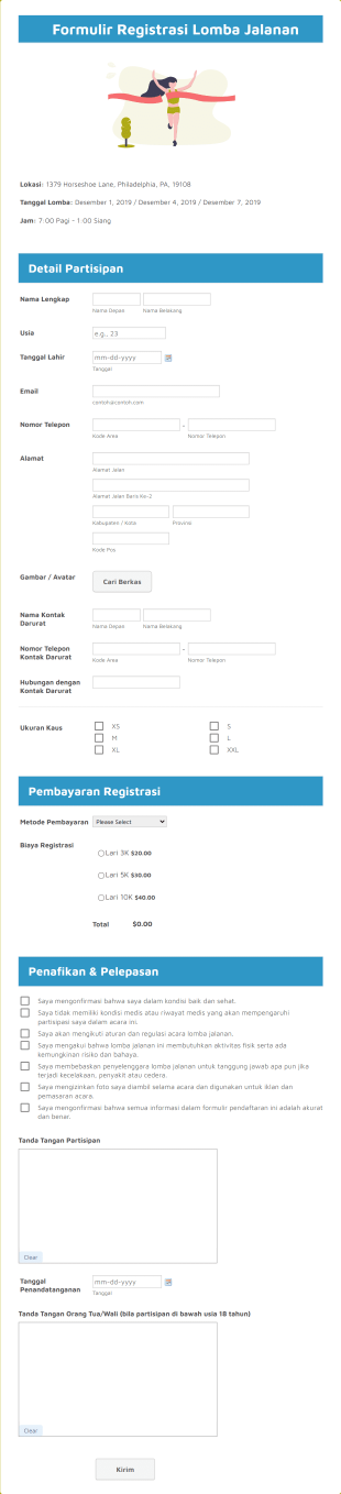 Formulir Registrasi Lomba Jalanan Form Template
