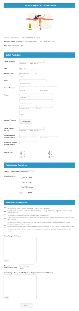 Formulir Registrasi Lomba Jalanan