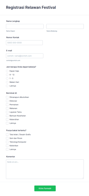 Formulir Registrasi Relawan Festival