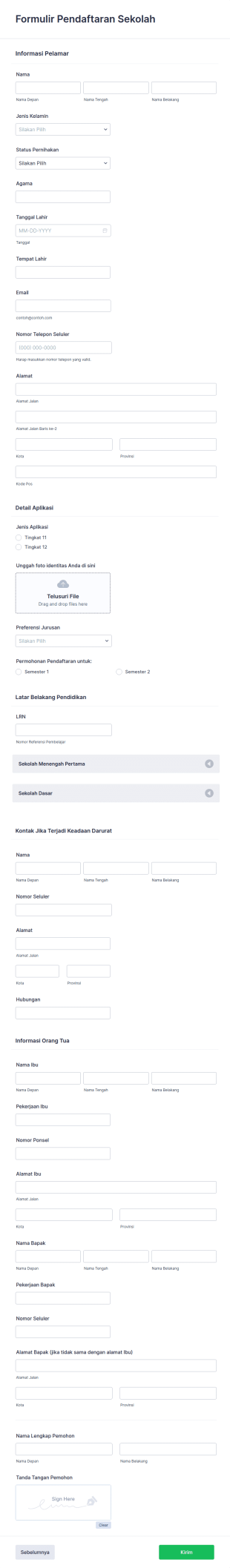 Formulir Registrasi Sekolah