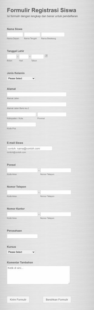 Formulir Registrasi Siswa Form Template