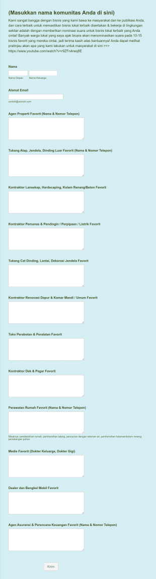 Formulir Rekomendasi Lingkungan Sekitar Form Template