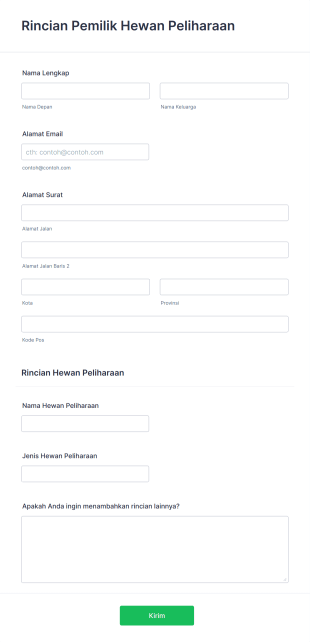 Formulir Resep Hewan Peliharaan Form Template