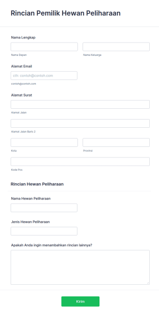 Formulir Resep Hewan Peliharaan