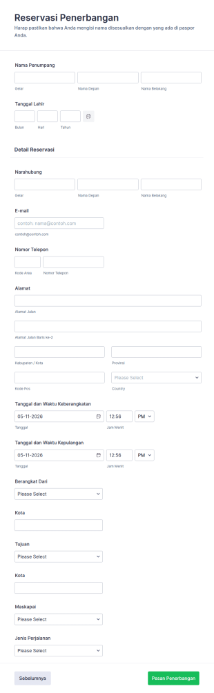 Formulir Reservasi Penerbangan