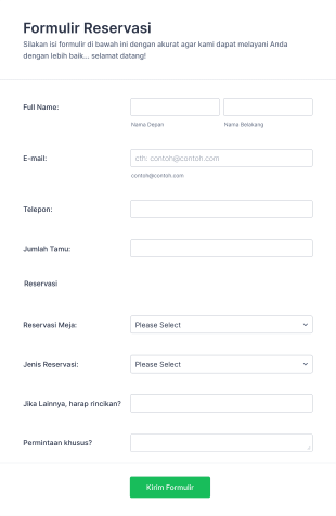 Formulir Reservasi Restoran Form Template