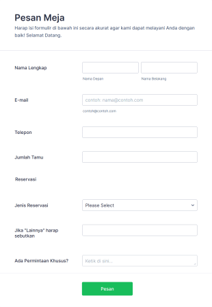 Formulir Reservasi Restoran Form Template