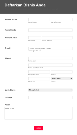 Formulir Responsif Pendaftaran Bisnis Form Template