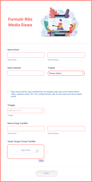 Formulir Rilis Media Siswa Form Template