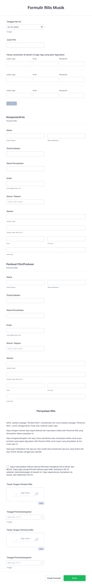 Formulir Rilis Musik