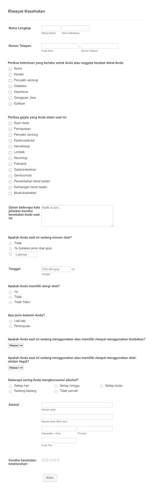 Formulir Riwayat Kesehatan COVID 19