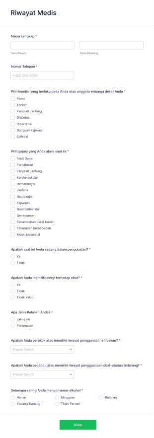 Formulir Riwayat Medis Form Template