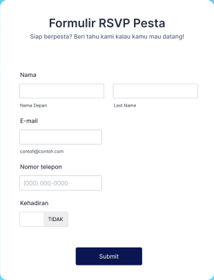 Formulir RSVP Pesta Online Form Template