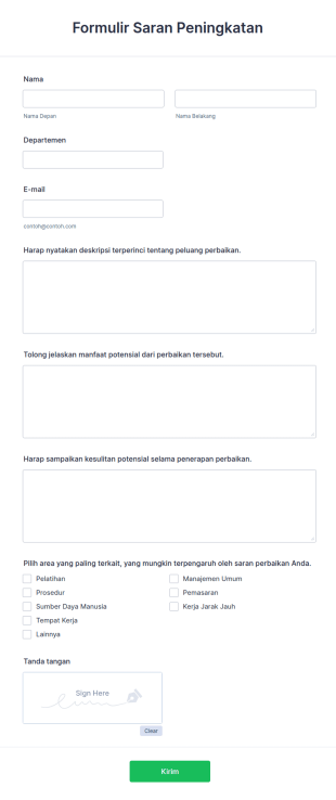 Formulir Saran Peningkatan Karyawan
