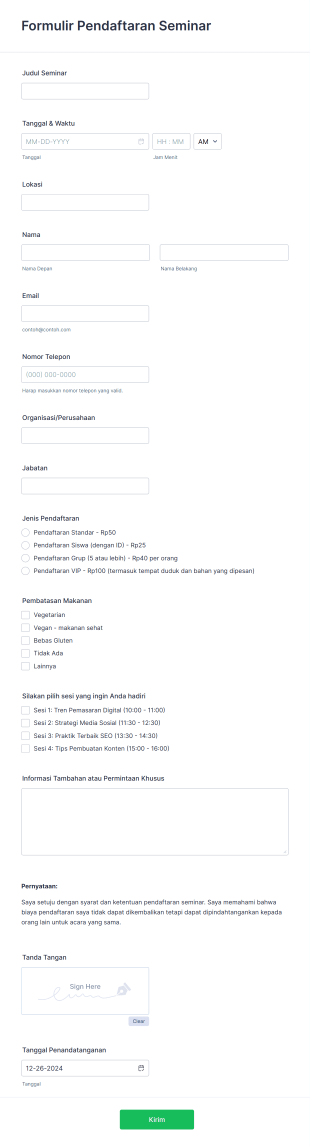 Formulir Seminar Form Template