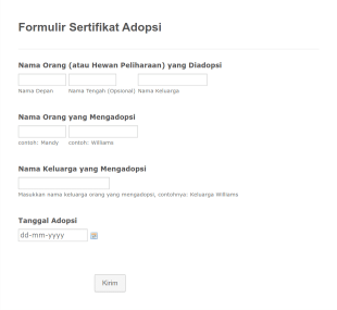 Formulir Sertifikat Adopsi