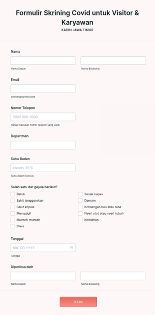 Formulir Skrining Covid Untuk Visitor & Karyawan