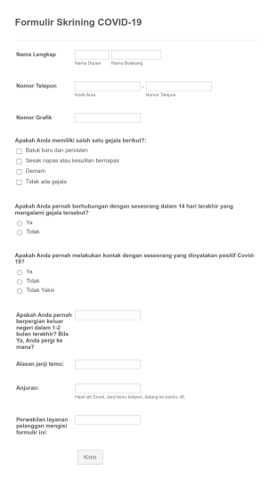 Formulir Skrining Virus Corona Form Template