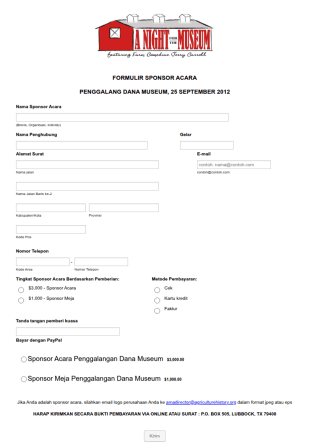 Formulir Sponsor Acara