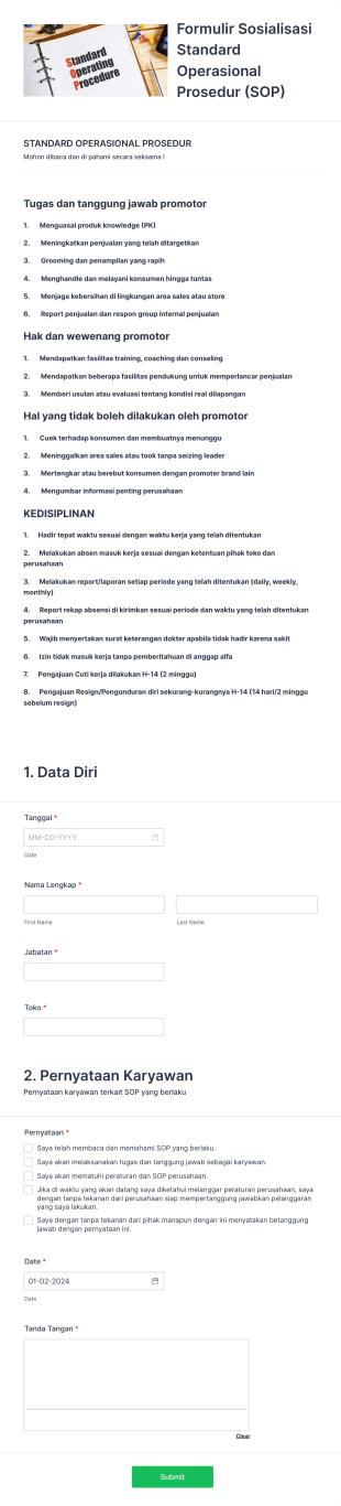 Formulir Standard Operasional Prosedur (SOP)