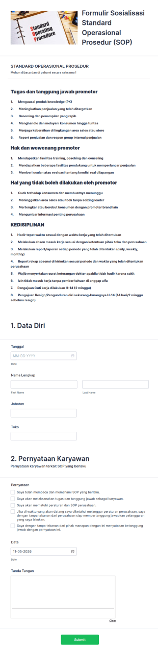 Formulir Standard Operasional Prosedur (SOP)