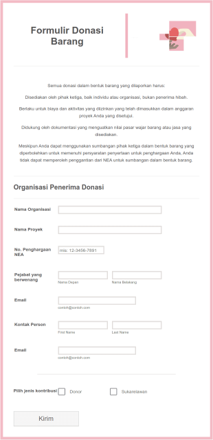 Formulir Sumbangan Non Tunai
