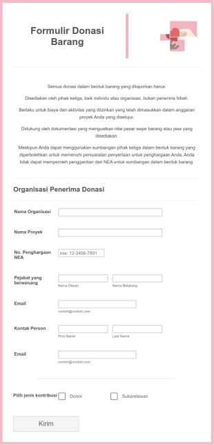 Formulir Sumbangan Non Tunai