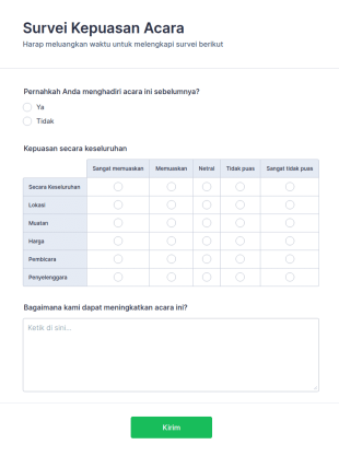 Formulir Survei Kepuasan Acara