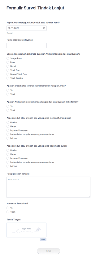 Formulir Survei Tindak Lanjut