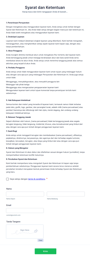 Formulir Syarat Dan Ketentuan