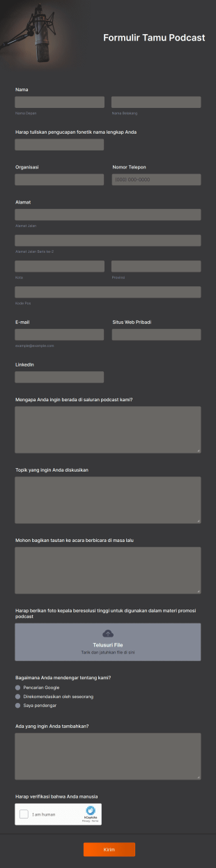 Formulir Tamu Podcast Form Template