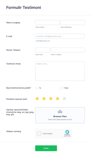 Formulir Testimoni Form Template