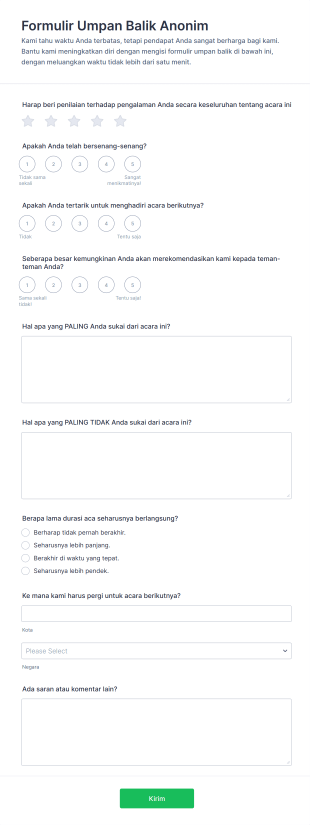 Formulir Umpan Balik Anonim