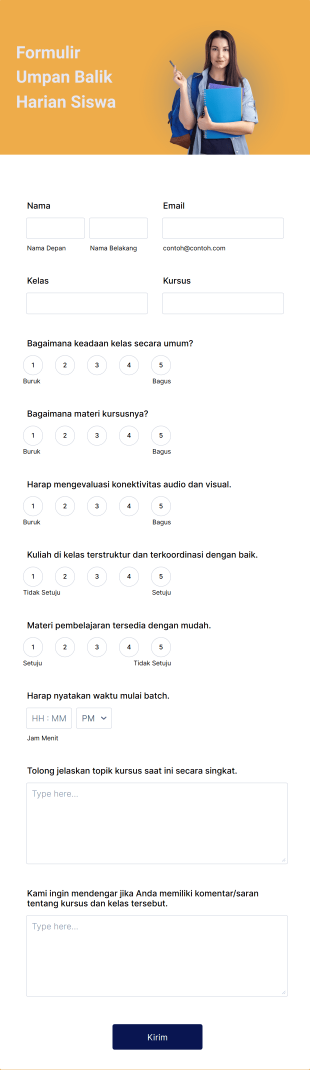 Formulir Umpan Balik Harian Siswa Form Template