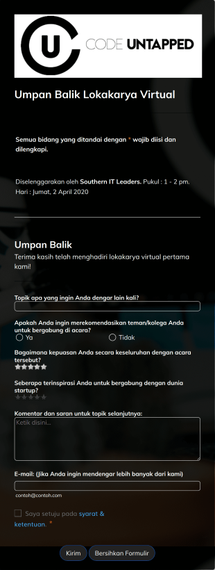 Formulir Umpan Balik Lokakarya Virtual
