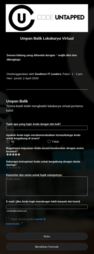 Formulir Umpan Balik Lokakarya Virtual
