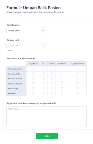 Formulir Umpan Balik Pasien Form Template