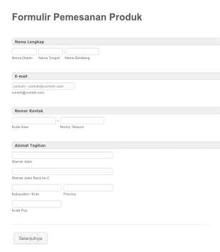 Formulir Umum Pemesanan Produk
